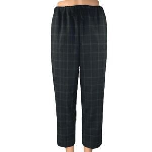 Aritzia The Group Babaton Black Plaid Tartan Straight Cropped Trousers Pants XS